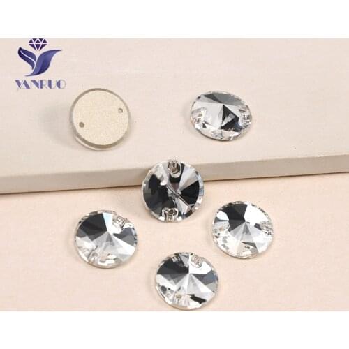 YANRUO 3200 Round AAAAA Crystal Clear Sew On Rhinestone Beads Sew On Stones Spacer buttons for Garment Jewelry