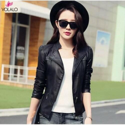 Moto Coat 2020 Spring Winter Women Short Slim Cool Lady PU Leather Jackets Sweet Female Zipper Faux Femme Outwear Plus Size