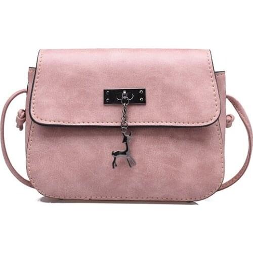 Women PU Leather Shoulder Bag Deer Pendant Crossbody Bag Female High Quality Designer Handbags Girl Small Messenger Bags
