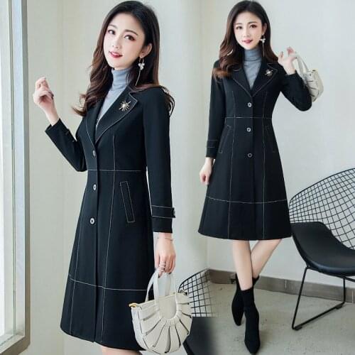 Women Trench Coat 2021 New Female Autumn Korean Loose Mid-length Overcoat Lady Fashion Plus Size Casual Windbreaker Female Tops