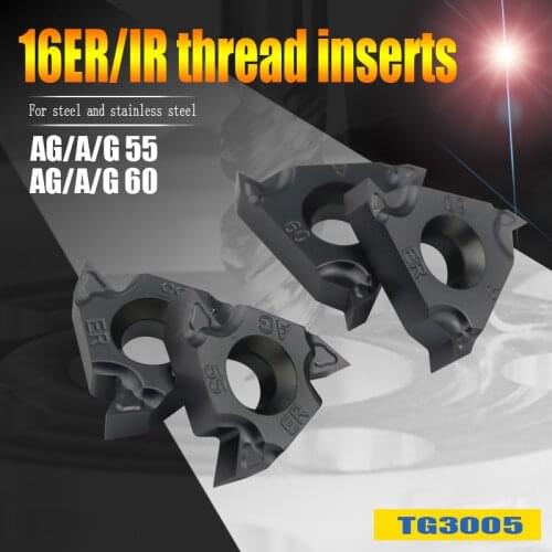 10pcs/lot 16ER AG60 Thread turning tools 16IR A55 G60 Internal turning tools carbide inserts thread blade for stainless steel