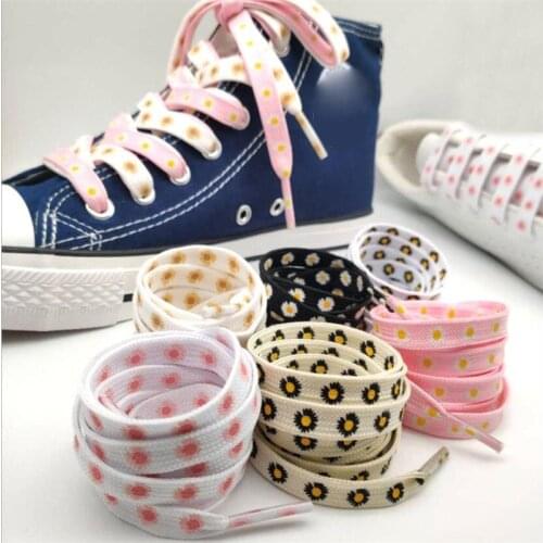 120CM Little Daisies Shoelaces Cartoon Printing Fashion Women Men Shoes laces High-top Canvas Sneakers Shoelace Sports Shoelaces