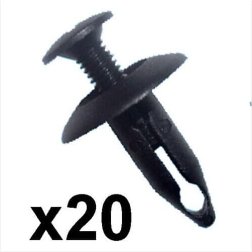 20x 6mm For Hole Black Plastic Rivet Interior Trim Panel Retainer Clips