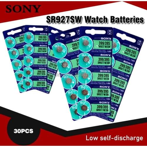 30pc Sony 100% Original 395 SR927SW 399 SR927W LR927 AG7 1.55V Watch Battery SR927SW 395 Button Coin Cell MADE IN JAPAN