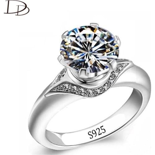 AAA Rhinestone Jewelry Crown Design Silver Color Rings For Women 6Mm Diameter Big Austrian Crystal Bijoux Wholesale Dd028