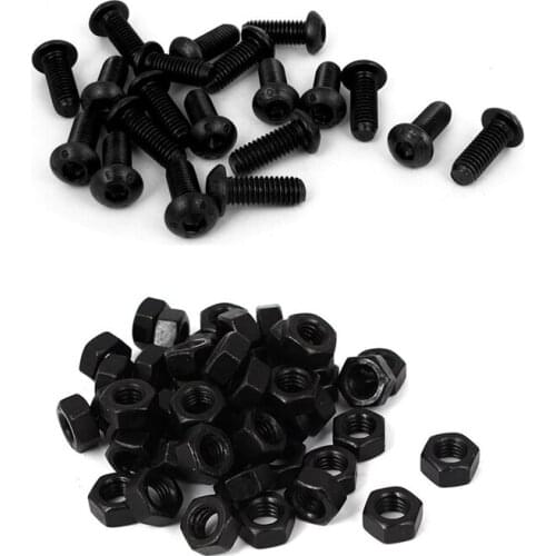 Promotion! 20 PCS M6 x 16mm Hex Socket Button Head Screws Black with M6 Carbon Steel Grade 8 Hexagon Hex Nut Black 50Pcs