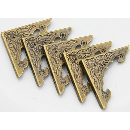 12Pcs Diy Antique Brass Jewelry Bronze Decorative Books Wine Gift Box Wooden Corner Protector Guard For Home Crafts Decoration