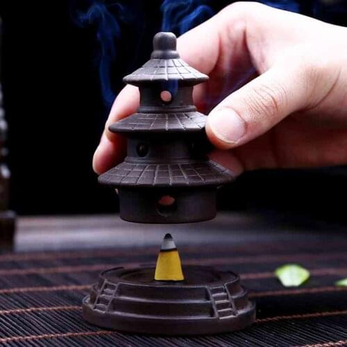 Backflow Incense Burner Ceramic Temple Tortoise Waterfall Incense Holder Home Decor Zen Aroma for Buddha Tea Ceremony Ornaments