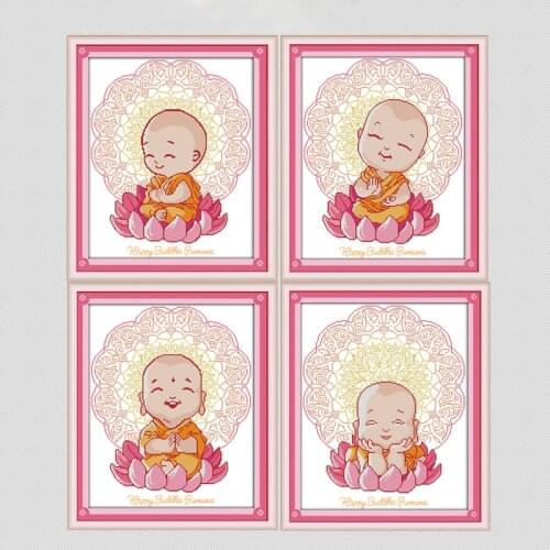 Buddhist monk cartoon counted cross stitch patterns dmc chinese embroidery kits sale Print pattern Handicraft needlework sets