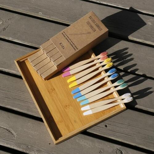 10Pcs Kids Soft Bristles Wooden Bamboo Toothbrush Oral Care Teeth Cleaning Tool Children Only Oral Care Toothbrush