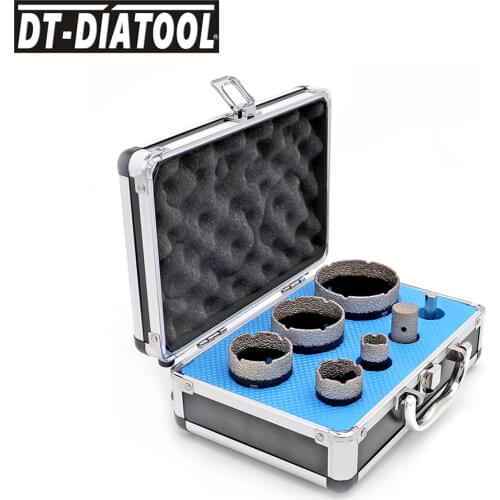 DT-DIATOOL 1set boxed Vacuum Brazed Diamond Drill Core Bits Sets M14 connection Hole Saw and 1pc finger bits for Porcelain Tile