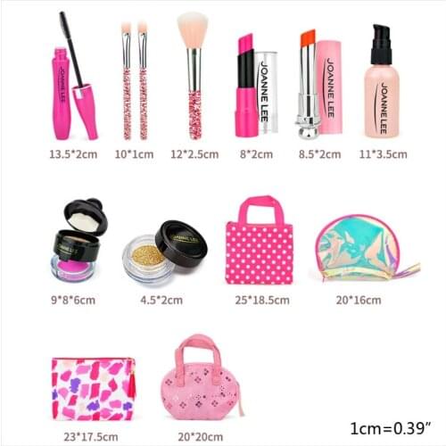 F62D Girls Make Up Toy Set Pretend Play Princess Pink Makeup Beauty Safety Non-toxic Kit Toys for Girls Dressing Cosmetic Tra