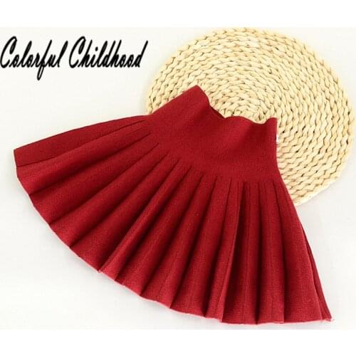 Vintage pleated skirt for girls school uniform cotton knitting tutu skirt toddler baby Bottoming skirt children clothes winter