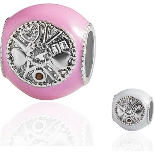 HPXmas Wholesale 5pcs/lot Pink love Jewelry Beads Accessories For Making Diy Crystal Cz Fit Bracelet Jewelry H0