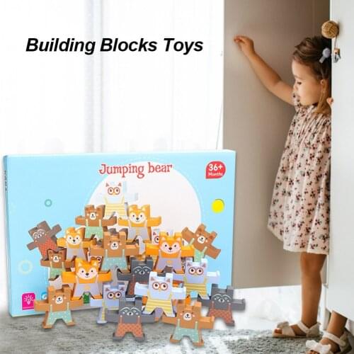 Cartoon Balance Bear Blocks Montessori Education Wooden Early Learning Exercise Gift Children Toys Kids Stacked Games Toy Here