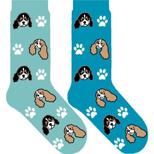 Cavalier King Charles Spaniel dog crew socks with paw cute dog theme gift kawaii socks novelty creative sox ORIGINAL 50 pair/lot