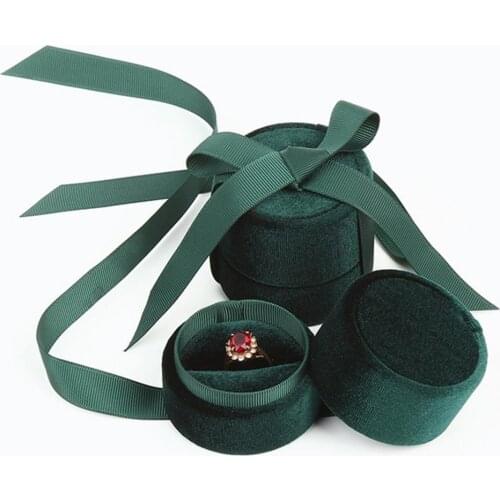 Round Bowknot Corduroy Jewelry Box Ring Earrings Necklace Packaging Display Case Jewelry Container Gift Box Display Organizer
