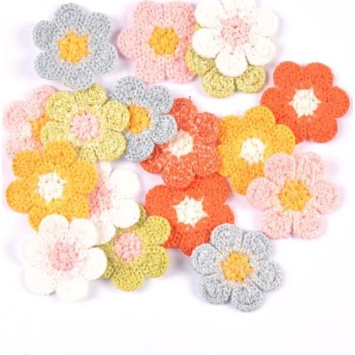 20Pcs/lot Lace Flower Appliques Mesh Trim for DIY Hat Clothes Sewing Supplies Headwear Decor Stick-on Patches 32mm