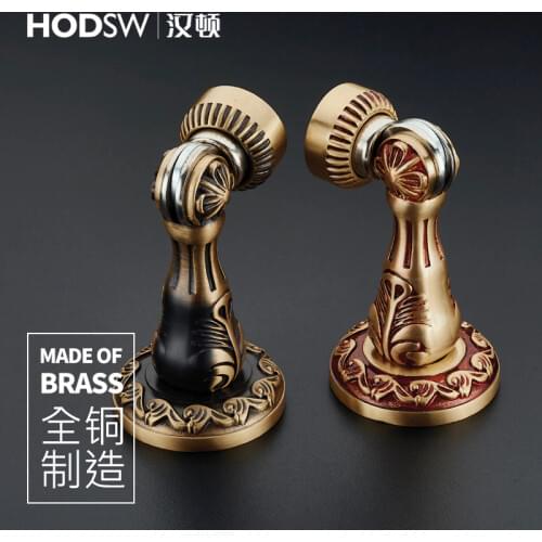 Brass European door stop strong magnetic door keeps door bumper simple style high quality electroplated door stopper
