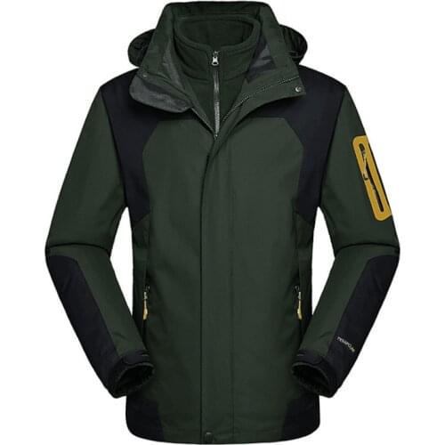 3 in 1 Men Winter Trekking Hiking Camping Skiing Climbing Jackets Waterproof Fishing Thermal Warm Plus Size Outdoor Jackets 5XL
