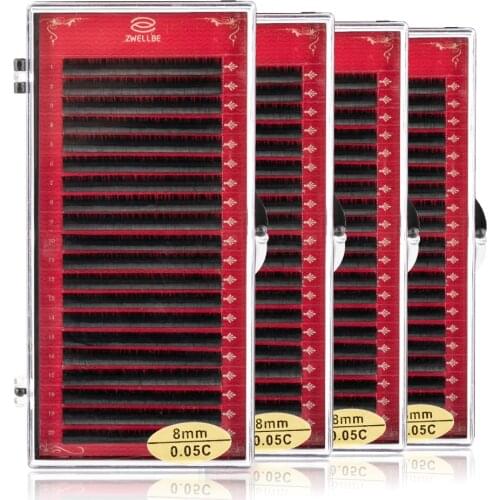 Zwellbe 20Rows Faux Mink Individual Eyelash Lashes Maquiagem Cilios for Professionals Soft Mink CD 8-15mm Eyelash Extension