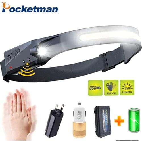 80000 Lumen Motion Sensor Headlamp LED Head Lamp with Built-in Battery USB Rechargeable Head Torch 5 Lighting Modes Head Light