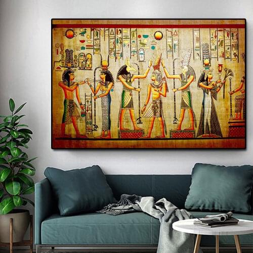 Ancient Egypt Style Figure Mural Poster Print on Canvas Painting Art and Abstract Wall Art for Room Home One Piece Cuadros Decor