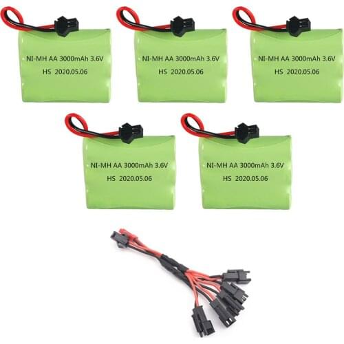3.6V Ni-Mh AA 3000mah Rechargeable NiMH Battery M model with cable For Rc Tank Car toy Trains Boat Robot Gun parts 3.6V Battery
