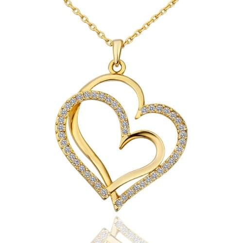 Wholesales Fashion Jewelry gold-color Rhinestone Crystal Vintage Heart necklaces 2016 women for women