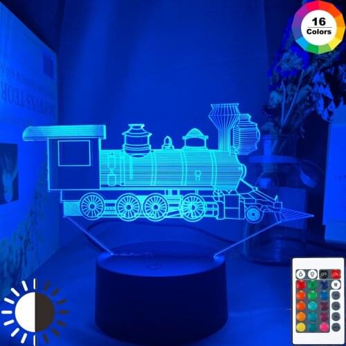 Locomotive Led Night Light for Kids Bedroom Decoration Unique Birthday Gift for Children Study Room Desk Lamp Railway Engine
