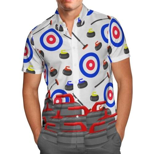 Curling 3D Beach Hawaiian 2021 Summer Shirt Short Sleeve Shirt Sports Streetwear Oversized 5XL Camisa Social Chemise Homme-563