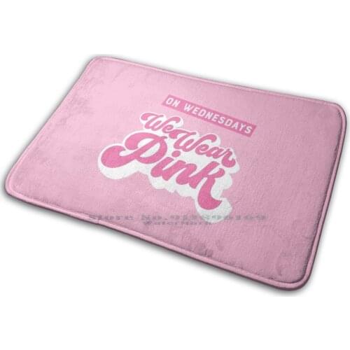 On Wednesdays We Wear Pink Mat Rug Carpet Anti-Slip Bedroom Entrance Door Mat Funny She Doesnt Even Go Here Pink Wednesdays