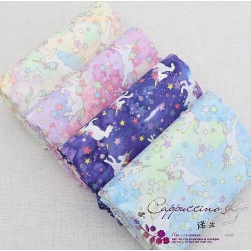 Various Sizes By Meters Cotton Twill Quilting Fabric Pink Series Star/Unicorn Printed Pure Cotton Patchwork DIY Sewing Material