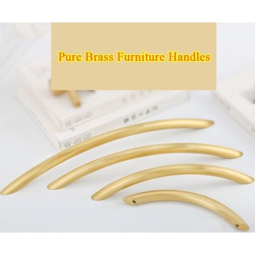High Quality 10PCS Pure Brass Cabinet Pulls Furniture Handles Cupboard Wardrobe Drawer TV Kitchen Cabinet Pulls Handles & Knobs