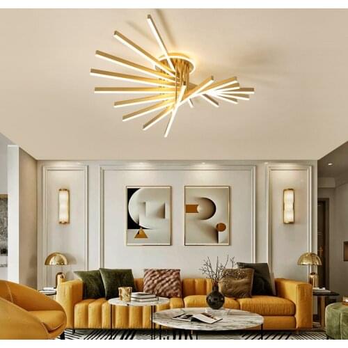 Jmzm Modern LED Chandelier Living room Bedroom Home Hall Ceiling Lamp Geometric Shape Creative Strip Dining room Chandelier
