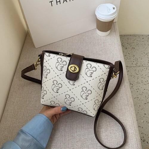 Disney Mickey mouse pu shoulder bag Leisure messenger bag lady handbag big shopping tote bag