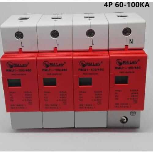 SPD 60-100KA 3P+N surge arrester protection device electric house surge protector D ~420V AC