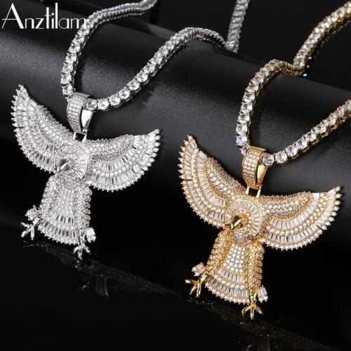 Hip Hop Necklace Micro Paved AAA+ CZ Iced Out Eagle Hawk Animal Pendants Chain For Men Jewelry 24inch Tennis Choker