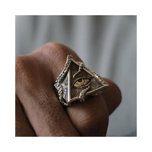 Vintage Eye of Horus Stainless Steel Ring Freemasonry Biker Rings Octopus Triangle Mens Jewelry
