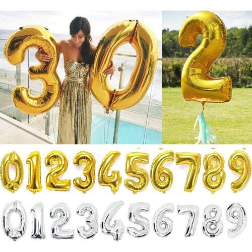 16/32/40 inch digital Foil Birthday Balloons Air Helium Number Figures Happy Birthday Party Decorations Kid toy Wedding girl