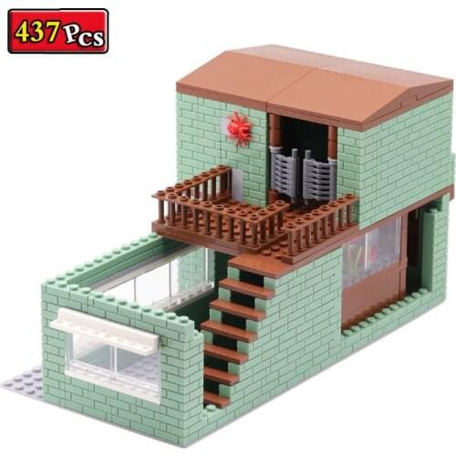 WW2 Military Series World War II Simulated Shooting Training Ruined Old Buildings MOC Building Blocks Bricks Toys Gifts