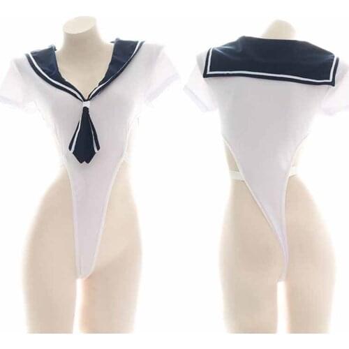 Japanese High Split Cosplay Sailor Dress Girls Sukumizu Women Pyjamas Sexy Uniform T-shirt Underwear Student Homewear Nightdress