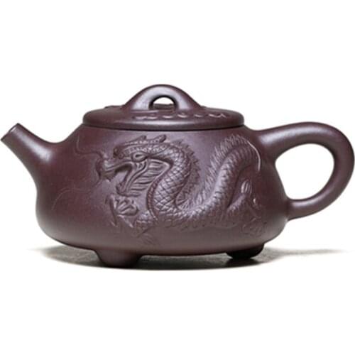 Yixing Purple Clay Pot Famous Handmade Raw Ore Old Purple Mud Pile Dragon Stone Scoop Teapot Tea Set Household Teapot