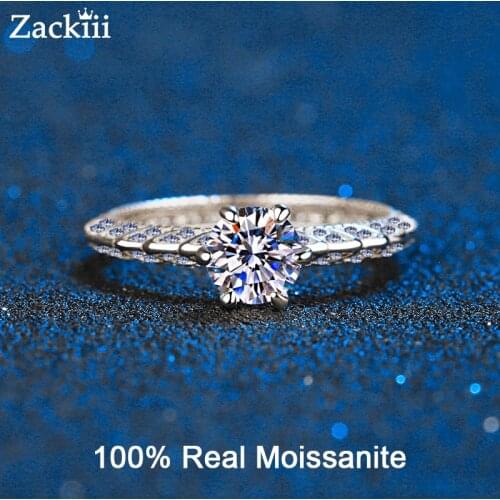Real Moissanite Engagement Ring 14k White Gold Plated Diamond Ring Promise Rings Wedding Band Fine Jewelry For Women Include Box