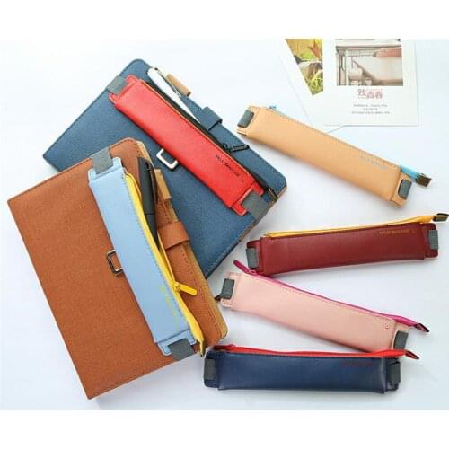 1Pc PU Leather Mini Pen Bag Eco-friendly Elastic Book Pencil Case Portable Student Stationery Multifunction School Supply