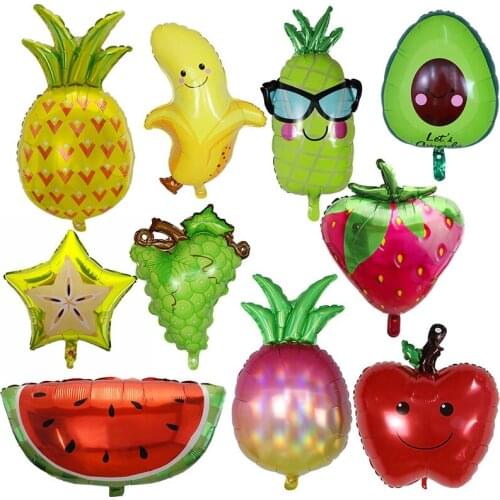 10/30/50pcs Fruit Foil Helium Balloon Watermelon Kiwi Strawberry Orange Pineapple Hawaiian Summer Party Decora Supplies Kids Toy