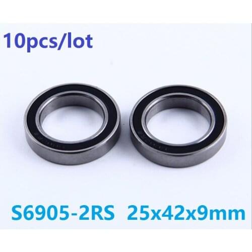 10pcs/lot ABEC-5 S6905-2RS S6905RS S6905 2RS RS Stainless Steel ball bearing 25x42x9 mm Deep Groove Ball Bearing 25*42*9mm
