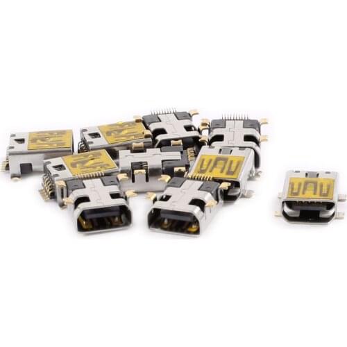 10 Pcs Female Mini USB Type B 10 Pin SMT SMD Mount Jack Connector