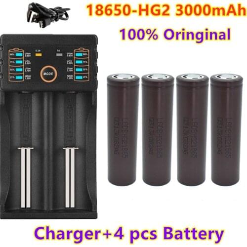 100% original 18650 battery HG2 3000 mah 3,7V rechargeable battery for HG2 18650 lithium battery 3000 mah+ charger