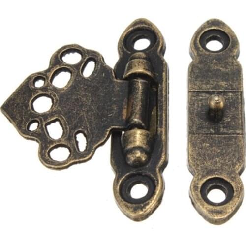 12X Antique Brass Decor Jewelry Trinket Wooden Box Hasp Clasps Latch Hook+Screws